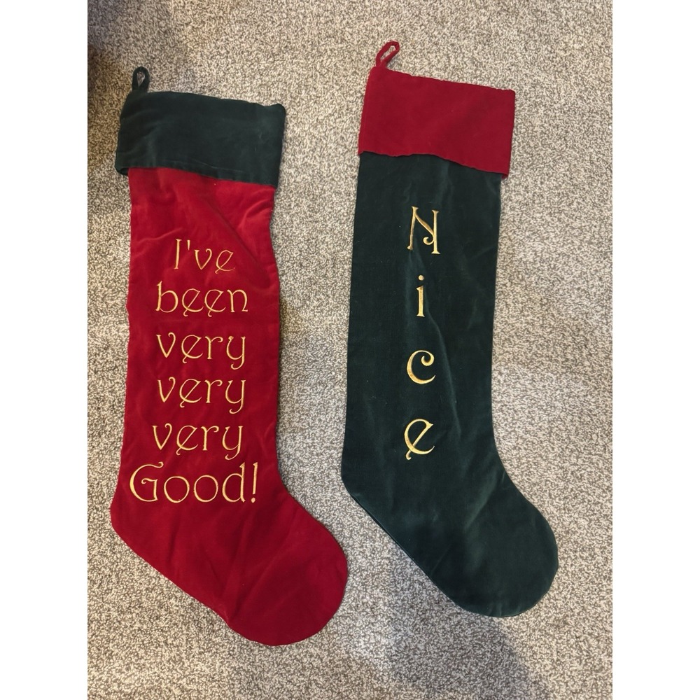 2 Christmas Stockings‎ Naughty/Nice Good/Bad Double Sided